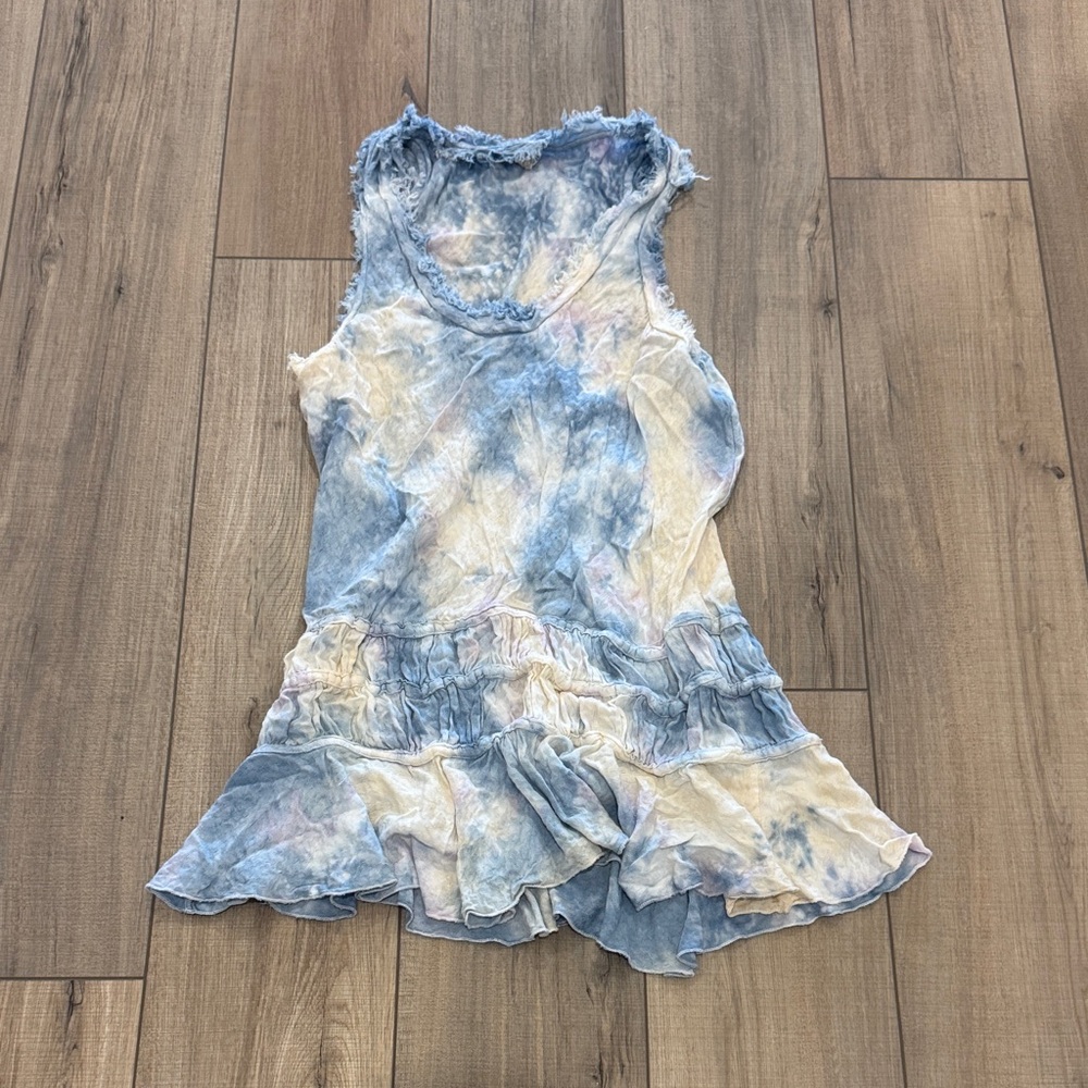 Surf Gypsy Blue, Purple and Cream Tie-Dye Mini Dress